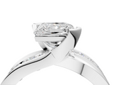 Platinum 3.07 Carat E VVS2 Princess Solitaire Channel-Set Split Shank Ring with Tension Prong Setting