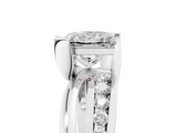 Platinum 3.07 Carat E VVS2 Princess Solitaire Channel-Set Split Shank Ring with Tension Prong Setting