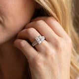 White gold Princess Solitaire Chevron Pave Diamond Engagement Ring with Six-Prong Setting_22