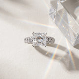 White gold Princess Solitaire Chevron Pave Diamond Engagement Ring with Six-Prong Setting_23