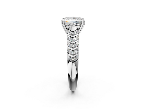 White gold Princess Solitaire Chevron Pave Diamond Engagement Ring with Six-Prong Setting_5