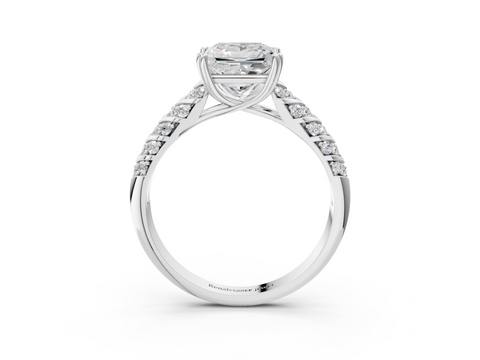 White gold Princess Solitaire Chevron Pave Diamond Engagement Ring with Six-Prong Setting_6
