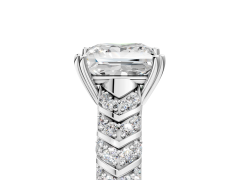 White gold Princess Solitaire Chevron Pave Diamond Engagement Ring with Six-Prong Setting_8