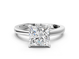 White gold Princess Solitaire Diamond Engagement Ring with Four-Prong Setting on a Classic Band_23