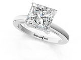 White gold Princess Solitaire Diamond Engagement Ring with Four-Prong Setting on a Classic Band_24
