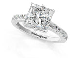 White gold Princess Solitaire Diamond Engagement Ring with Pavé Band and Six-Prong Setting_57
