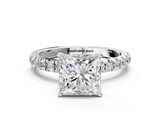 White gold Princess Solitaire Diamond Pavé Band with Four-Prong Setting_111
