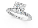White gold Princess Solitaire Diamond Pavé Band with Four-Prong Setting_112
