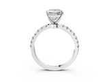White gold Princess Solitaire Diamond Pavé Band with Four-Prong Setting_114