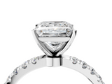 White gold Princess Solitaire Diamond Pavé Band with Four-Prong Setting_116