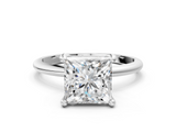White gold Princess Solitaire Diamond Ring with 4-Prong Setting on a Classic Band_3