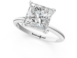 White gold Princess Solitaire Diamond Ring with 4-Prong Setting on a Classic Band_4