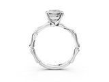 White gold Princess Solitaire Diamond Ring with Bamboo Band and Four-Prong Setting_59