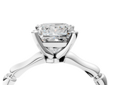 White gold Princess Solitaire Diamond Ring with Bamboo Band and Four-Prong Setting_60