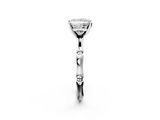 White gold Princess Solitaire Diamond Ring with Bamboo Band and Four-Prong Setting_62