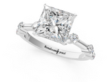 White gold Princess Solitaire Diamond Ring with Bezel Set Side Stones and Prong Setting_25