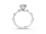 White gold Princess Solitaire Diamond Ring with Bezel Set Side Stones and Prong Setting_27