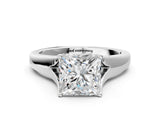 White gold Princess Solitaire Diamond Ring with Cathedral Band and Four-Prong Setting_66