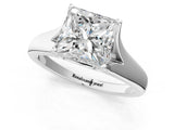 White gold Princess Solitaire Diamond Ring with Cathedral Band and Four-Prong Setting_67