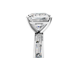 White gold Princess Solitaire Diamond Ring with Channel-Set Baguette Band and Four-Prong Setting_77