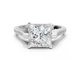 White gold Princess Solitaire Diamond Ring with Channel Set Band and Bezel Prong Setting_56