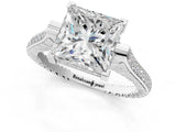 White gold Princess Solitaire Diamond Ring with Channel Set Band and Bezel Prong Setting_57