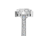 White gold Princess Solitaire Diamond Ring with Channel Set Band and Bezel Prong Setting_61