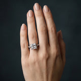 White gold Princess Solitaire Diamond Ring with Channel Set Band and Bezel Prong Setting_68