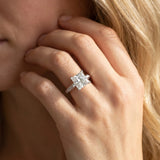 White gold Princess Solitaire Diamond Ring with Channel Set Band and Bezel Prong Setting_70
