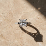 White gold Princess Solitaire Diamond Ring with Channel Set Band and Bezel Prong Setting_71