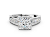 White gold Princess Solitaire Diamond Ring with Channel-Set Band and Four-Prong Setting_23