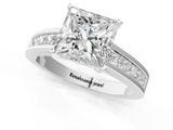 White gold Princess Solitaire Diamond Ring with Channel-Set Band and Four-Prong Setting_24