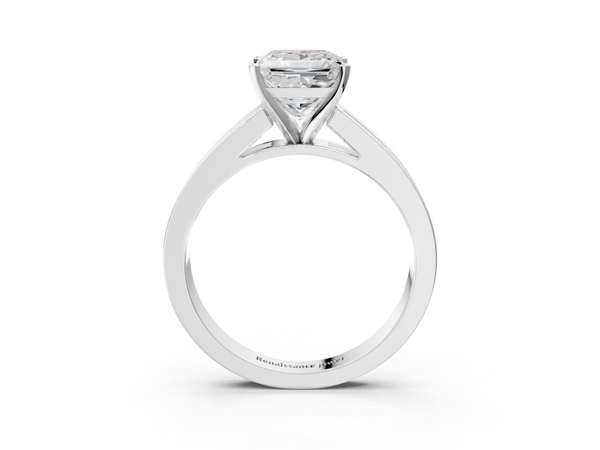 Platinum Princess Cut Solitaire Engagement Ring Setting with Princess Channel Band