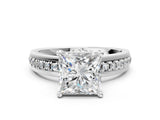 White gold Princess Solitaire Diamond Ring with Channel Set Band and Six-Prong Setting_48