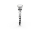 White gold Princess Solitaire Diamond Ring with Filigree Band and Four-Prong Setting_70