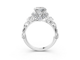 White gold Princess Solitaire Diamond Ring with Filigree Band and Four-Prong Setting_71