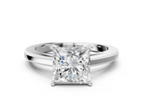 White gold Princess Solitaire Diamond Ring with Four-Prong Setting and Classic Band_23