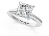 White gold Princess Solitaire Diamond Ring with Four-Prong Setting and Classic Band_24