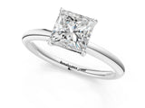 White gold Princess Solitaire Diamond Ring with Four-Prong Setting on a Plain Band_21