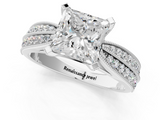 White gold Princess Solitaire Diamond Ring with Milgrain Pavé Band and Four-Prong Setting_123