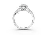 White gold Princess Solitaire Diamond Ring with Milgrain Pavé Band and Four-Prong Setting_124