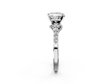 White gold Princess Solitaire Diamond Ring with Pavé Band and Four-Prong Setting_136