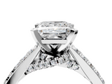 White gold Princess Solitaire Diamond Ring with Pavé Band and Four-Prong Setting_138