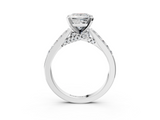 White gold Princess Solitaire Diamond Ring with Pavé Band and Four-Prong Setting_143