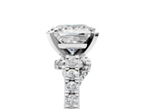 White gold Princess Solitaire Diamond Ring with Pavé Band and Four-Prong Setting_145