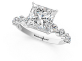 White gold Princess Solitaire Diamond Ring with Pave Band and Four-Prong Setting_237