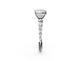 White gold Princess Solitaire Diamond Ring with Pave Band and Four-Prong Setting_238