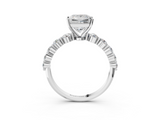 White gold Princess Solitaire Diamond Ring with Pave Band and Four-Prong Setting_239