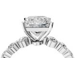 White gold Princess Solitaire Diamond Ring with Pave Band and Four-Prong Setting_240