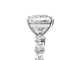 White gold Princess Solitaire Diamond Ring with Pave Band and Four-Prong Setting_241